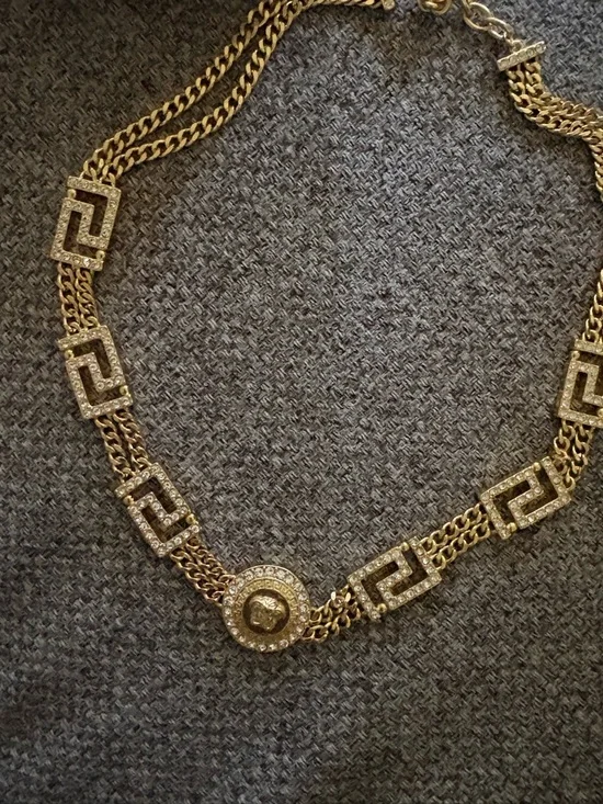 Versace Gold-Tone Medusa Chain Necklace with Greek Key Links - Picture 2 of 11